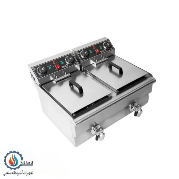 سرخ کن برقی دو لگن 20 لیتری با شیر تخلیه بست (BEST) - Image 1